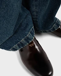 Brushed leather mules