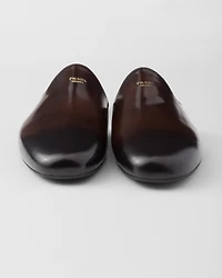 Brushed leather mules