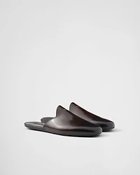 Brushed leather mules