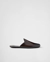 Brushed leather mules