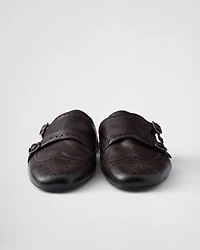 Shuffle double monk strap leather mules