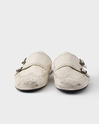 Shuffle antiqued leather double monk strap mules