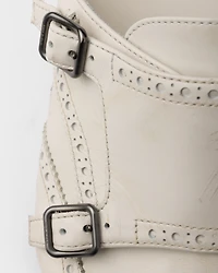 Shuffle antiqued leather double monk strap mules