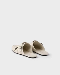 Shuffle antiqued leather double monk strap mules