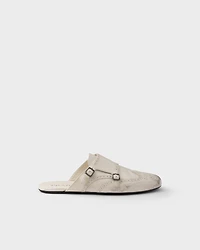 Shuffle antiqued leather double monk strap mules