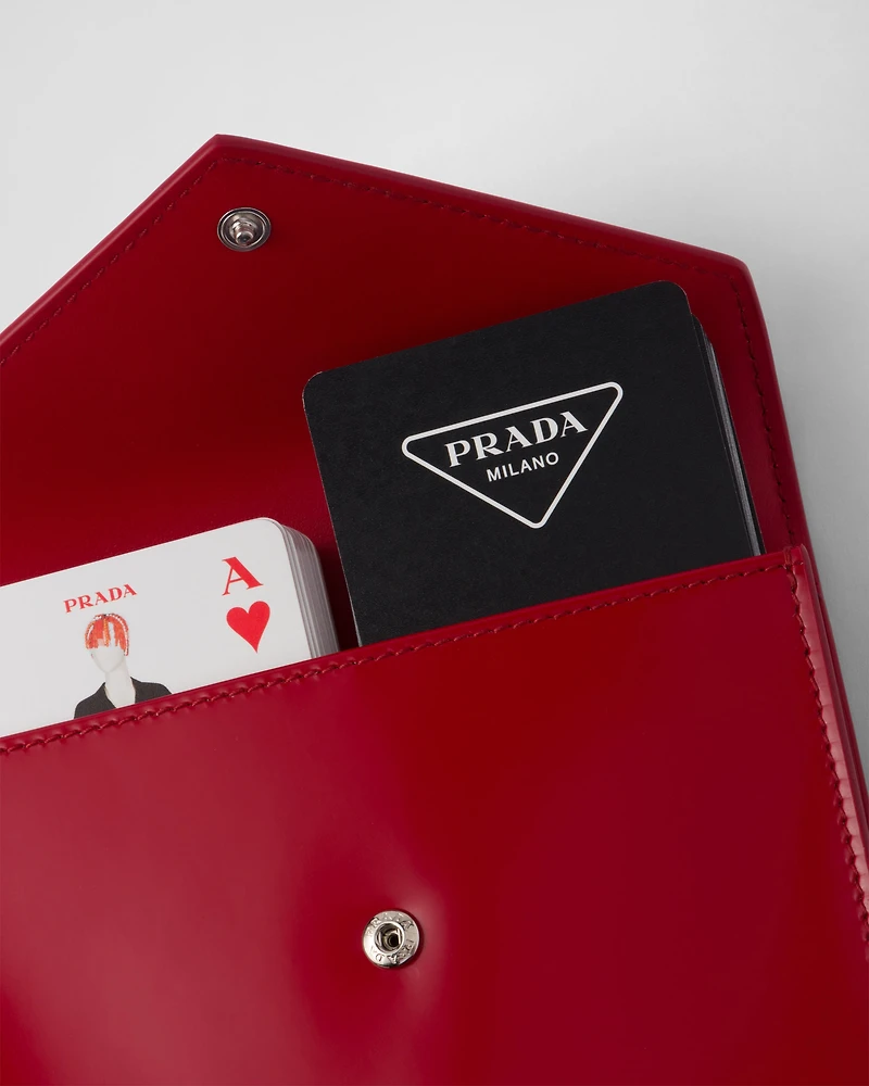 Playing cards with leather case