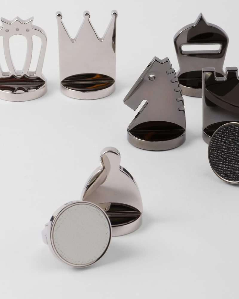 Saffiano leather chess set