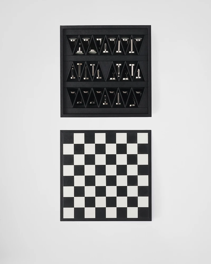 Saffiano leather chess set