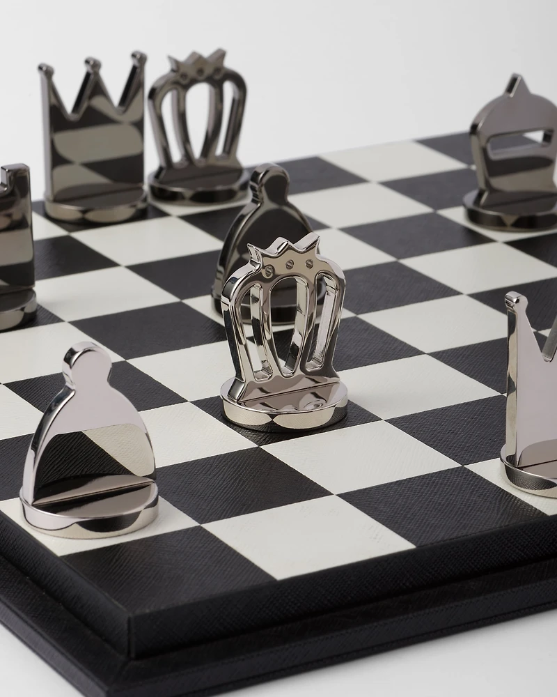 Saffiano leather chess set