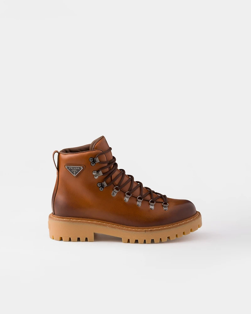 Laced leather booties