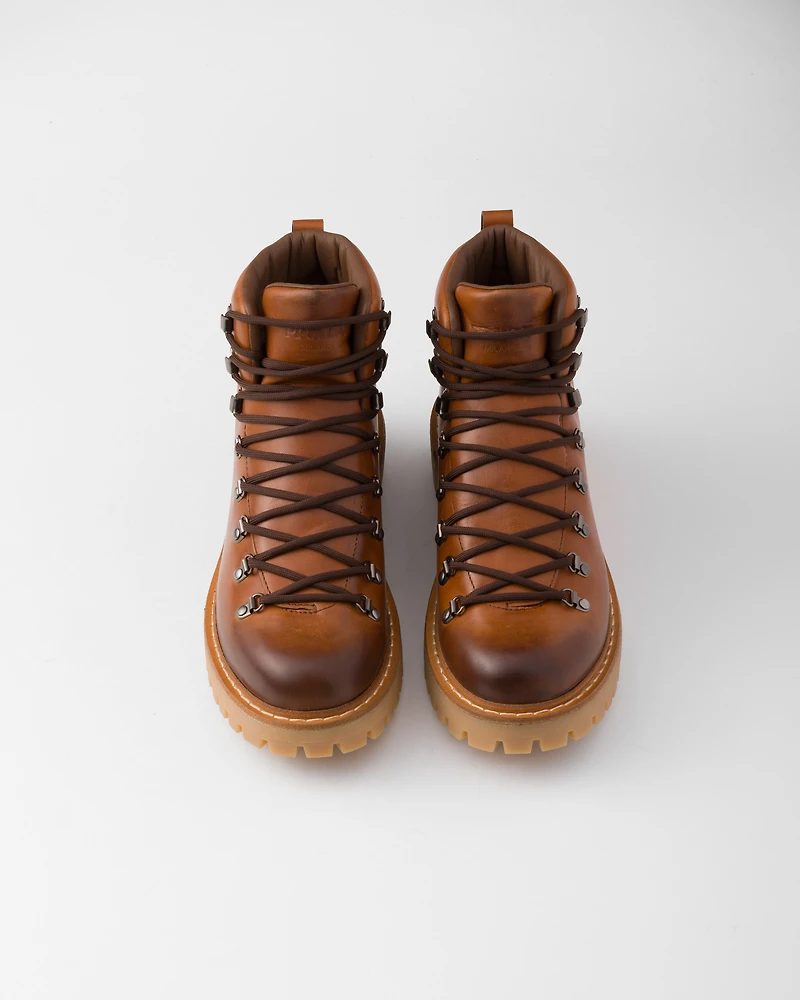 Laced leather booties