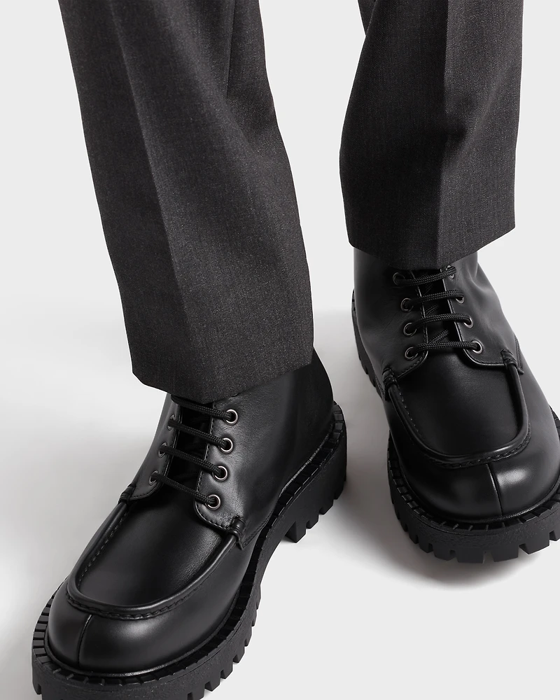Laced leather booties