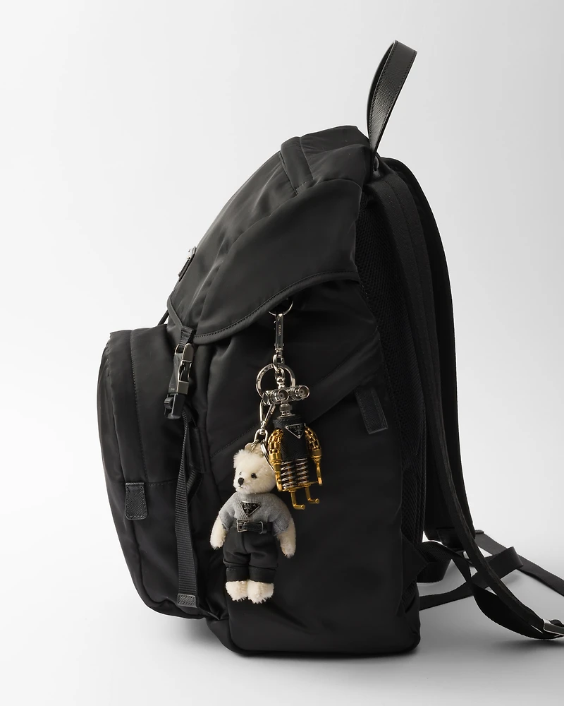 Teddy bag charm with metal ring