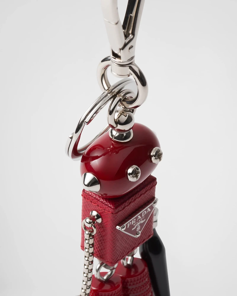 Saffiano leather Robot bag charm