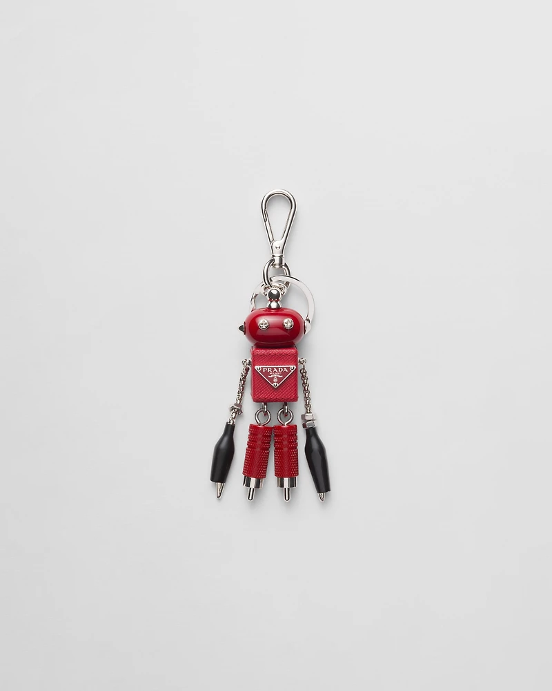 Saffiano leather Robot bag charm