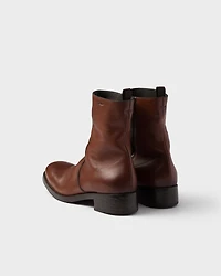 Leather zipper boots