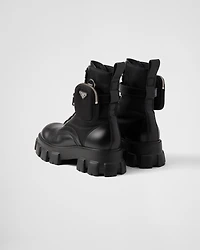 Monolith brushed leather and Re-Nylon boots with pouch