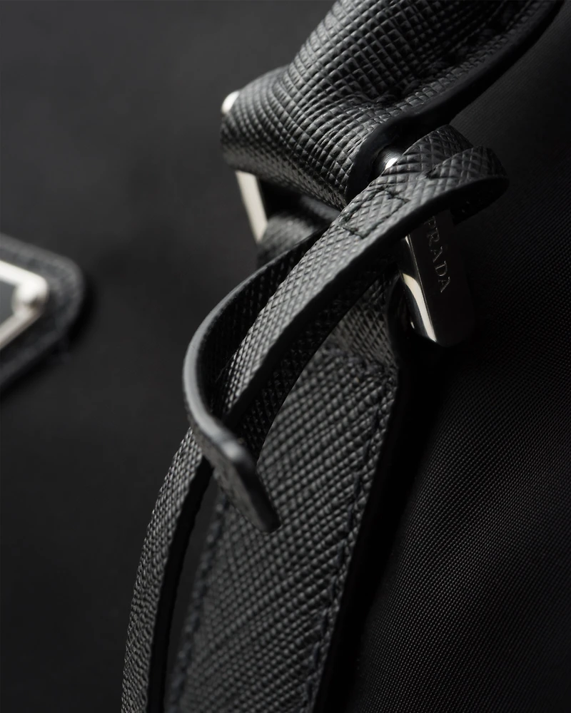 Re-Nylon and Saffiano leather duffel bag