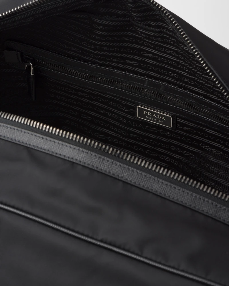 Re-Nylon and Saffiano leather duffel bag