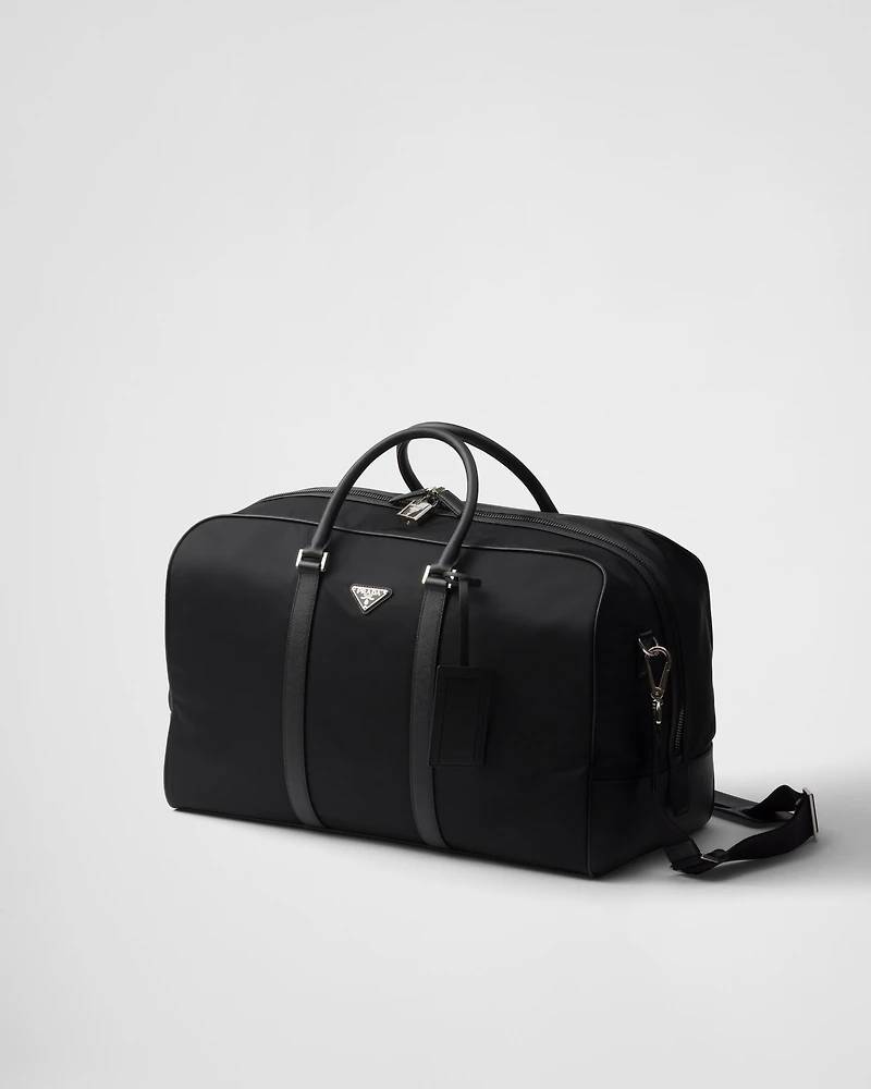 Re-Nylon and Saffiano leather duffel bag