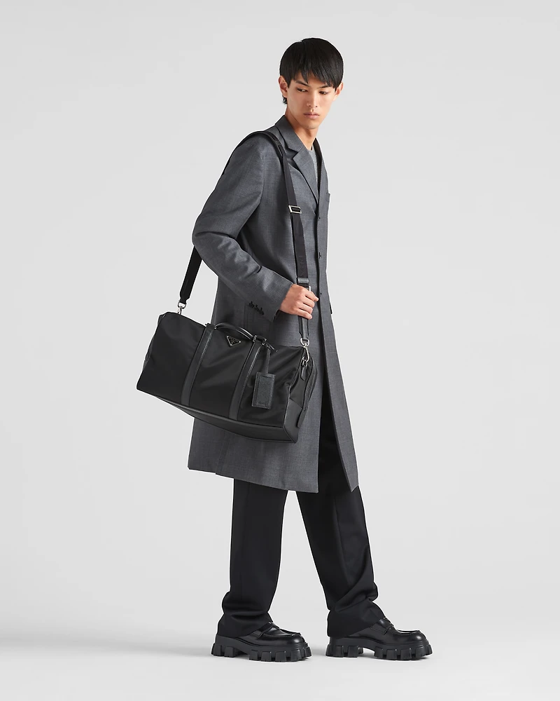 Re-Nylon and Saffiano leather duffel bag