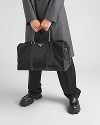Re-Nylon and Saffiano leather duffel bag