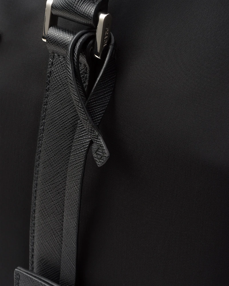 Re-Nylon and Saffiano leather duffel bag