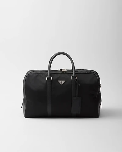 Re-Nylon and Saffiano leather duffel bag