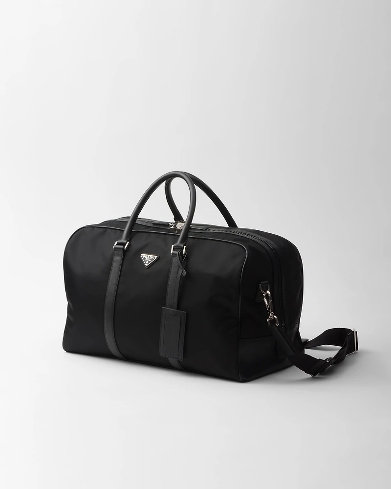 Re-Nylon and Saffiano leather duffel bag