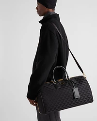 Embroidered fabric duffel bag