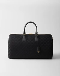 Embroidered fabric duffel bag