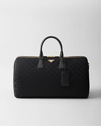 Embroidered fabric duffel bag