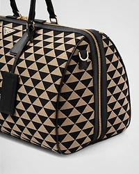Large Prada Symbole embroidered fabric travel bag