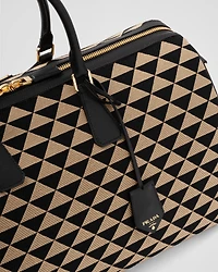 Large Prada Symbole embroidered fabric travel bag
