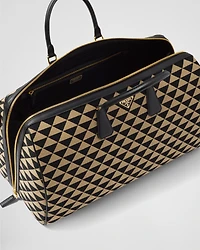 Large Prada Symbole embroidered fabric travel bag