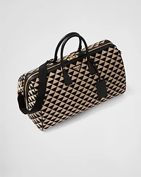 Large Prada Symbole embroidered fabric travel bag