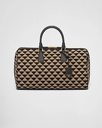 Medium Prada Symbole embroidered fabric travel bag