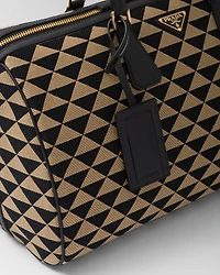 Medium Prada Symbole embroidered fabric travel bag