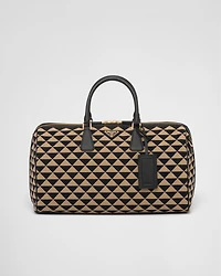 Medium Prada Symbole embroidered fabric travel bag