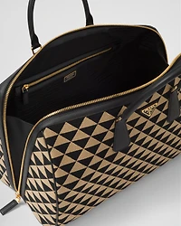 Medium Prada Symbole embroidered fabric travel bag