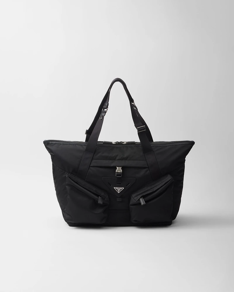 Re-Nylon and leather travel bag