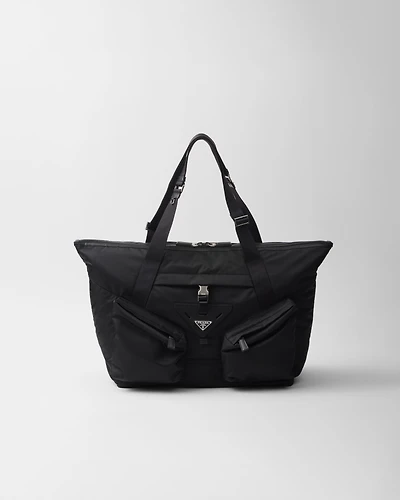 Re-Nylon and leather travel bag