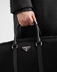 Re-Nylon and Saffiano leather duffel bag