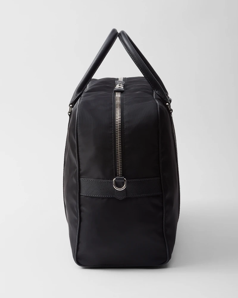 Re-Nylon and Saffiano leather duffel bag