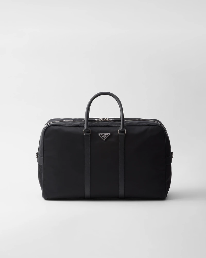 Re-Nylon and Saffiano leather duffel bag