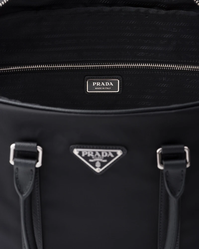 Re-Nylon and Saffiano leather duffel bag