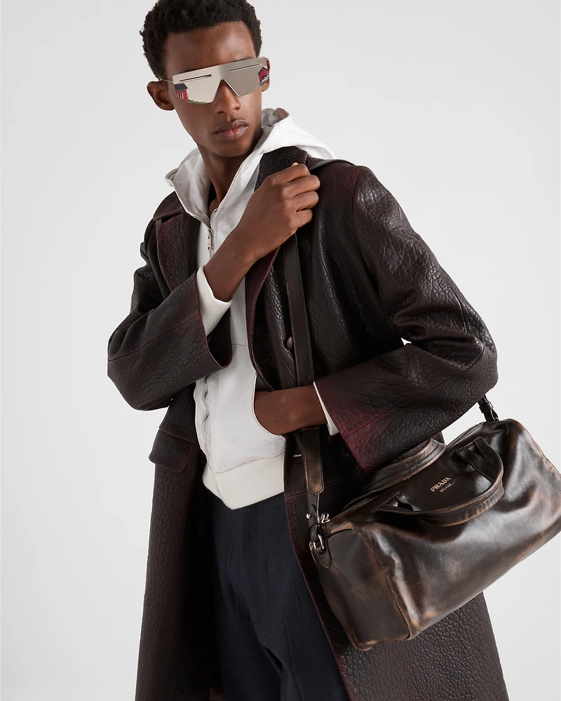 Small nappa leather duffle bag