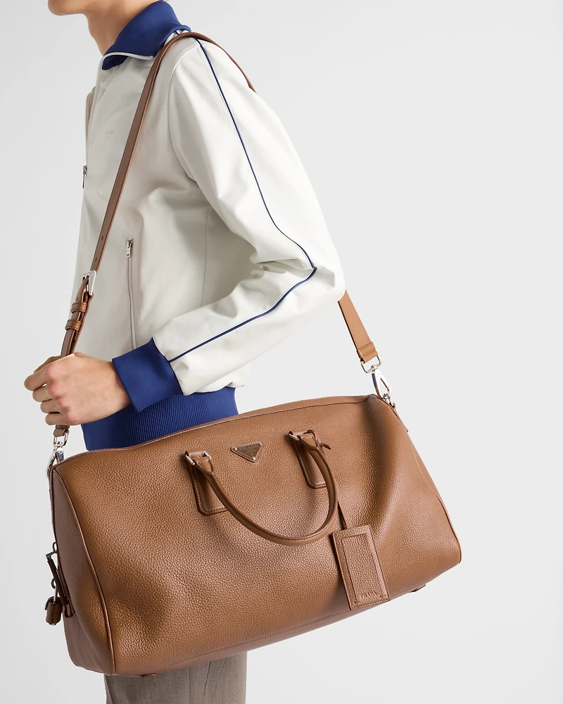 Leather duffel bag