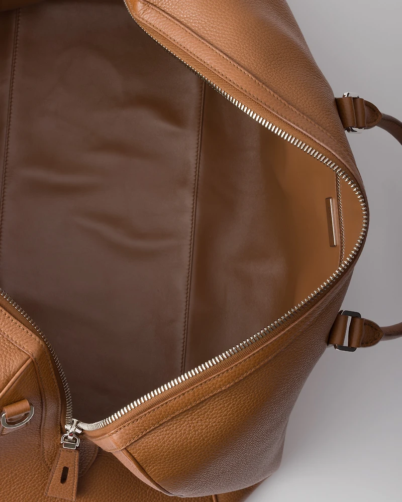 Leather duffel bag