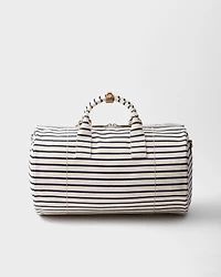 Striped canvas duffle bag